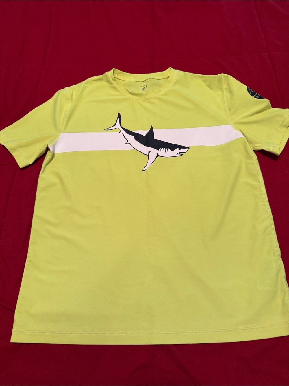 GAP Kids Neon Yellow Shark Graphic Swim Tee Size XL (12)